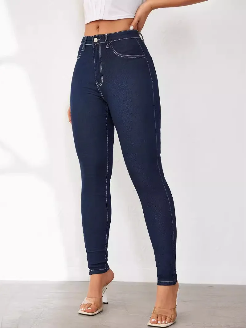 

High Waist Slimming Denim Jeans Women's Summer Fashion Cross-Border Cargo Pants Big Size Butt Lifting Tight Fit Jeans