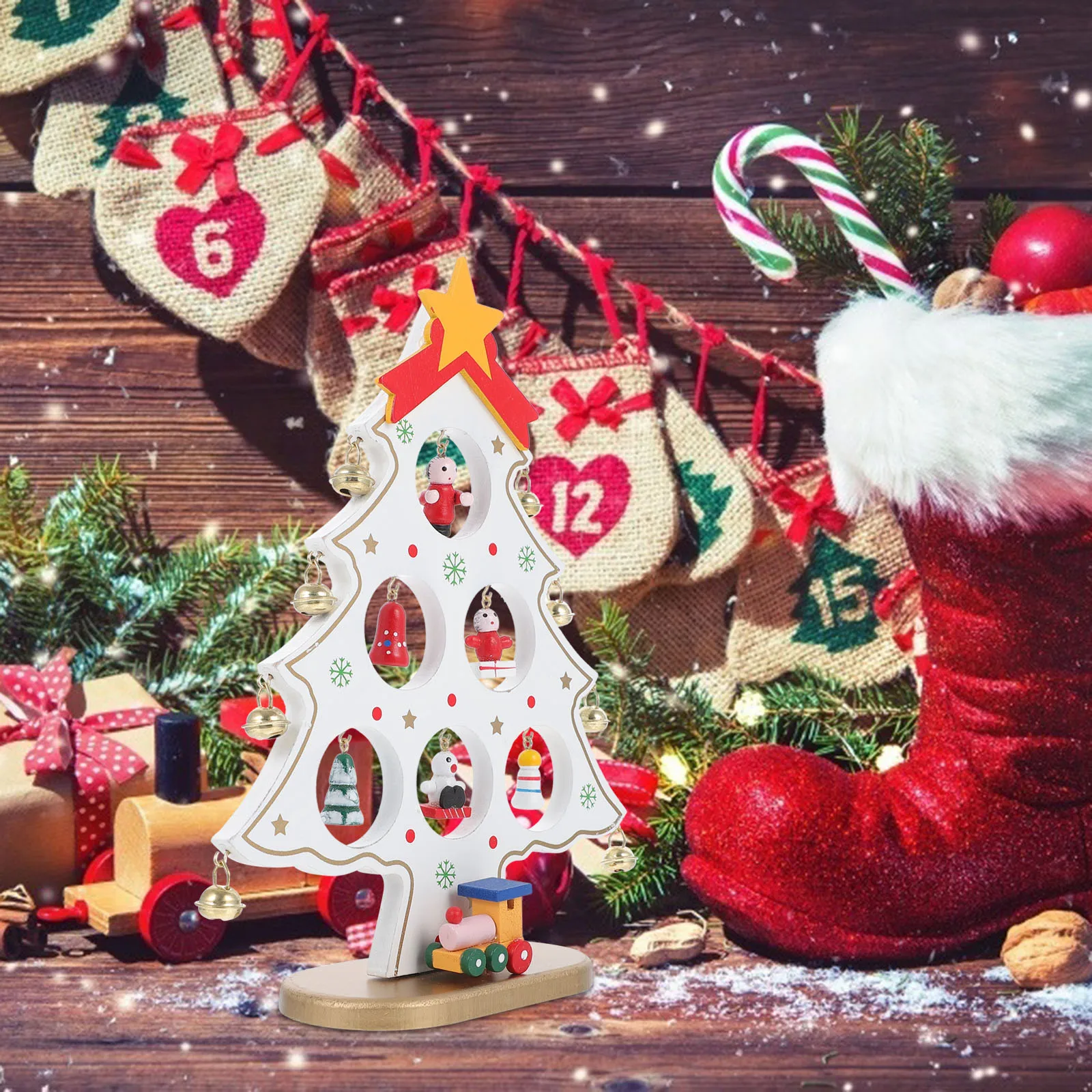 

1Pcs Wooden Christmas Tree Decor Home Tabletop Scene Decoration Xmas Party Decorative Mini Tree Festival Scene Decor