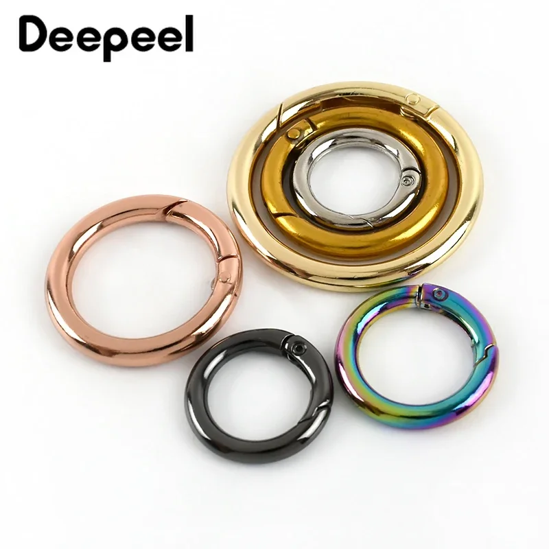 5 Stück Deepeel 10–50 mm Metallfeder Tor O-Ring zu öffnender Schlüsselanhänger Tasche Gürtelband Kette Schnalle Schnappverschluss Clip Trigger Lederhandwerk