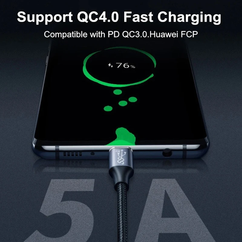 جديلة 4K @ 60 هرتز U-شكل USB 3.2 Gen2 OTG البيانات 10Gbps نوع C ذكر أنثى شاحن الصوت والفيديو PD100W 20 فولت 5A كابل USB-C الحبل ل VR