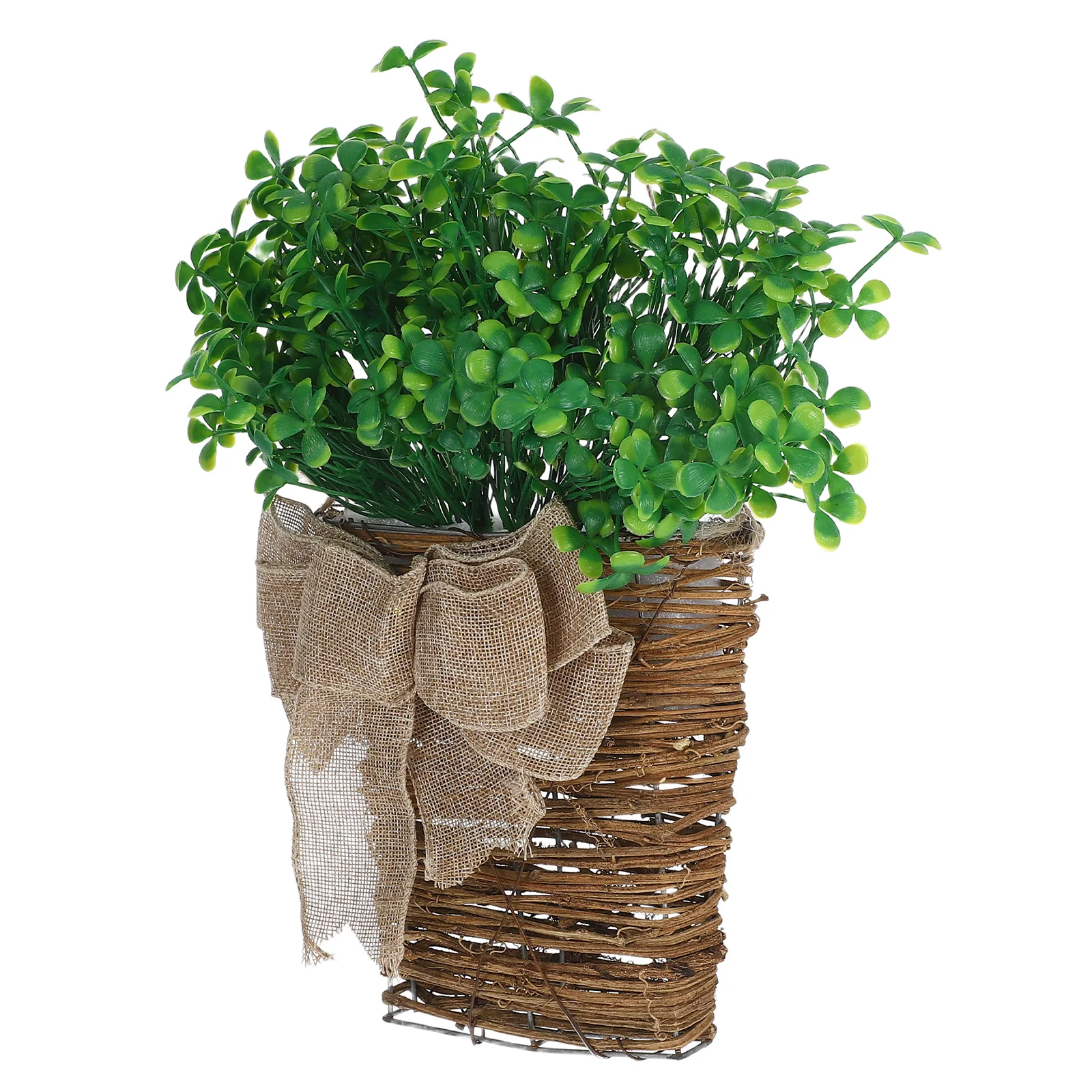 

Faux Shamrock Wall Basket Hanging Decoration Patricks Day Green Plant Simulated Irish Plants Storage