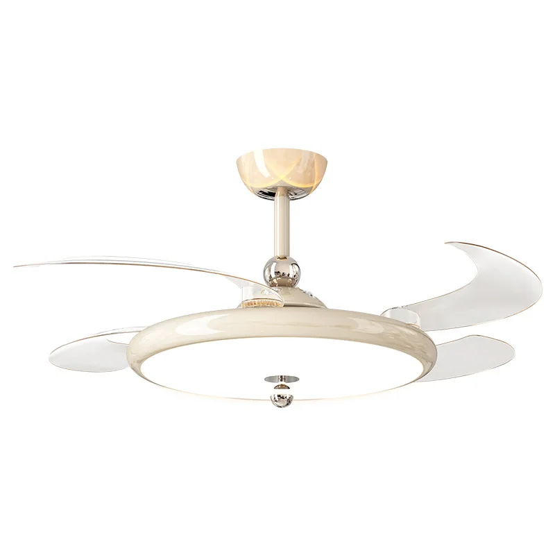 Bedroom Invisible Fan Light Integrated Silent French Cream Wind Full Spectrum Eye Protection Restaurant Ceiling Fan Light