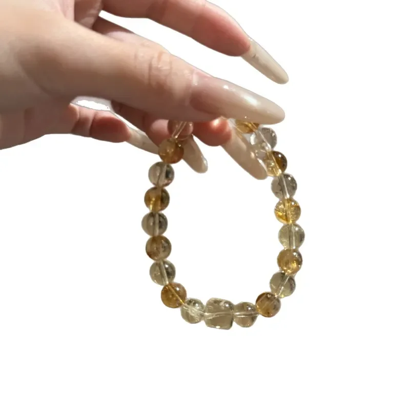 [Small Vault] Natural Yellow Tower Crystal Lemon Crystal Sugar Cube Bracelet Lucky Rich Crystal Bracelet Stacked Wear Jewelry