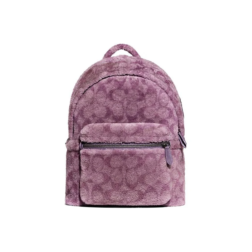 Mochila COACH Charter de Piel de Oveja con Tela para Mujer, Color Morado, CC079-LAV
