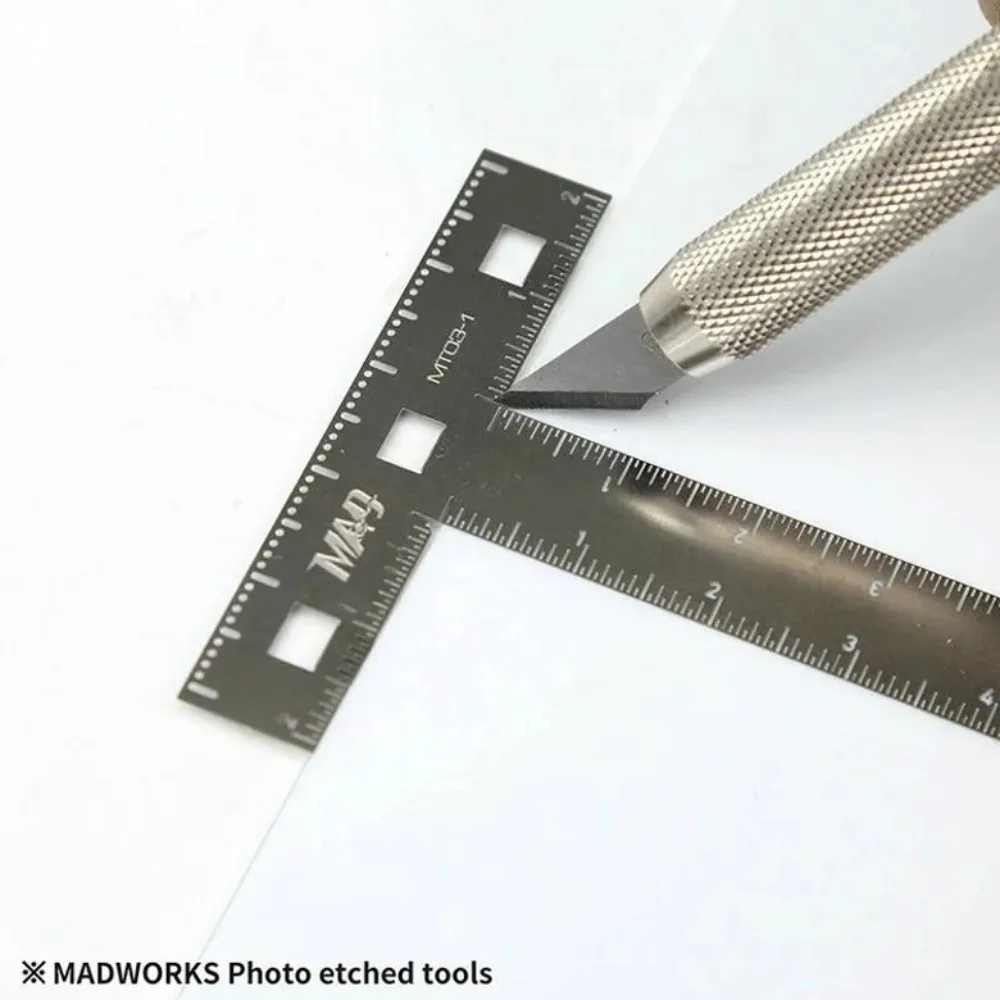 MADWORKS MT03 Photo-Etched Straightedge Ruler (T/L Type) - Model Craft & Modeling Hobby DIY Tools