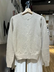 Solid Knitted Sweater Cardigan Autumn Round Neck Single Breasted Cotton Knitwear Casual Simple Sweet Sweaters Coat Top Woman Y2k