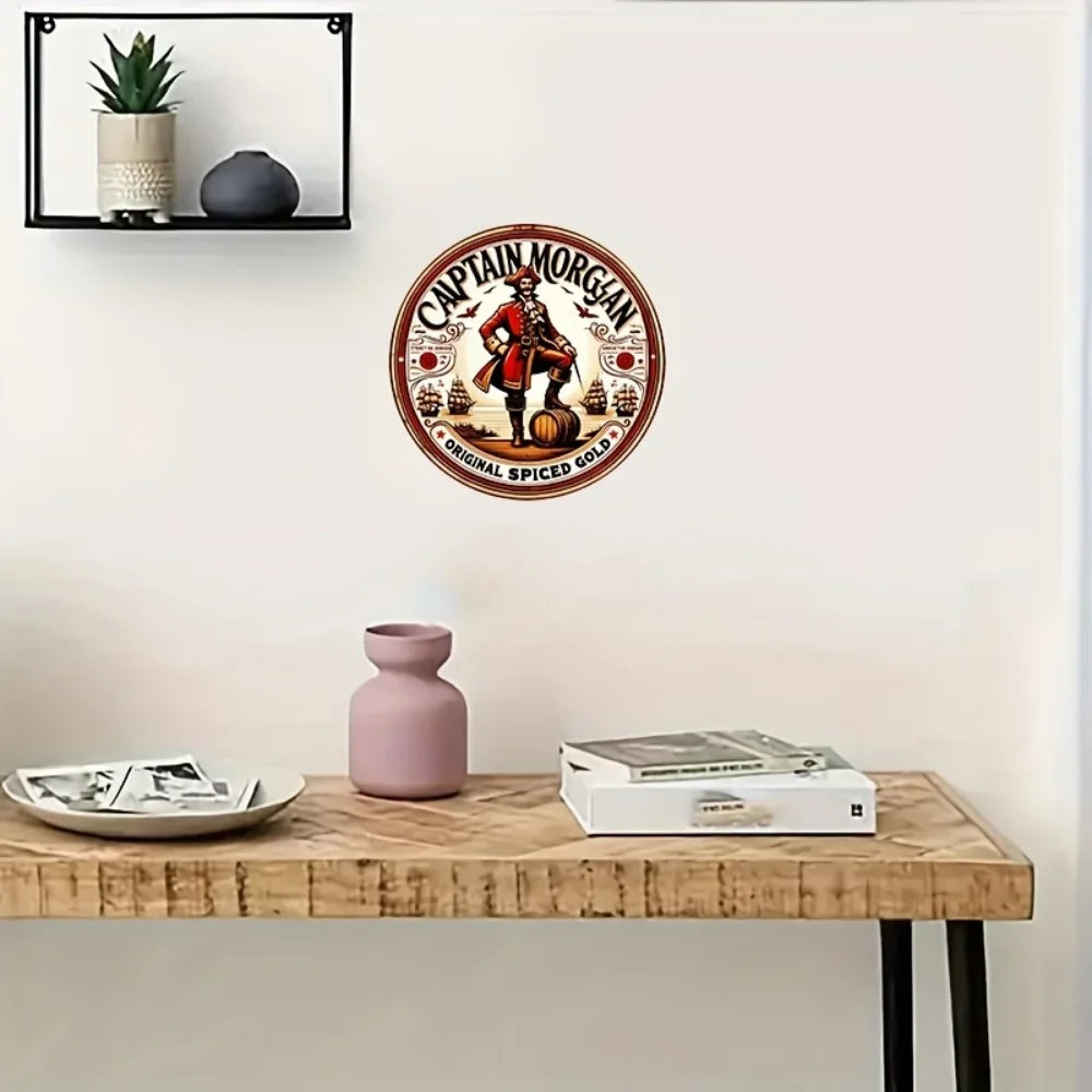 Obras de arte de aluminio dorado Spice Original de Capitán Morgan, decoración de pared para exteriores de 8x8 pulgadas, Ideal para Patio/Bar/Garaje, 1 ud.