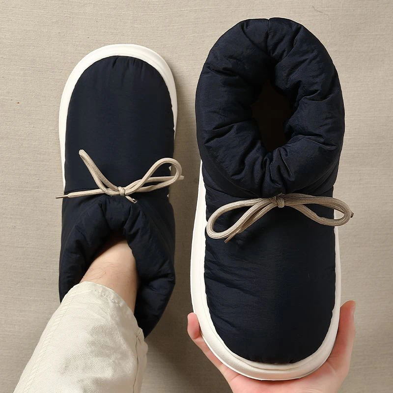 

BASATU Winter Women Cotton Slippers Fashion Outdoor High-top Down Snow Boots Comfort Soft Sole Fur Slides Warm Fluffy Home Shoes