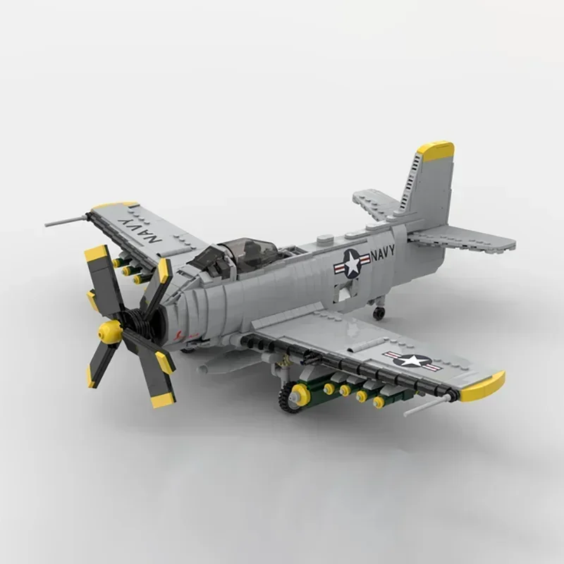 Militärflugzeug Modell Moc Bausteine 1:35 A2D Skyshark Kämpfer Technologie Blöcke Geschenke Weihnachten Spielzeug DIY Sets Montage