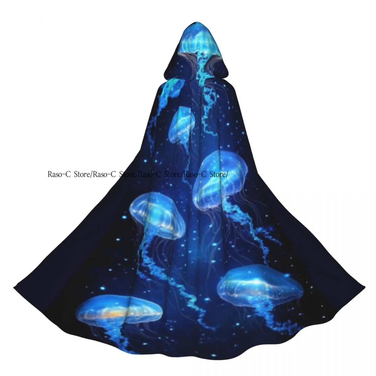 عباءة بقلنسوة للجنسين مع غطاء محرك السيارة ماجيك متوهجة قنديل البحر تحت الماء عباءة مصاص دماء الساحرة كيب تأثيري حلي #4