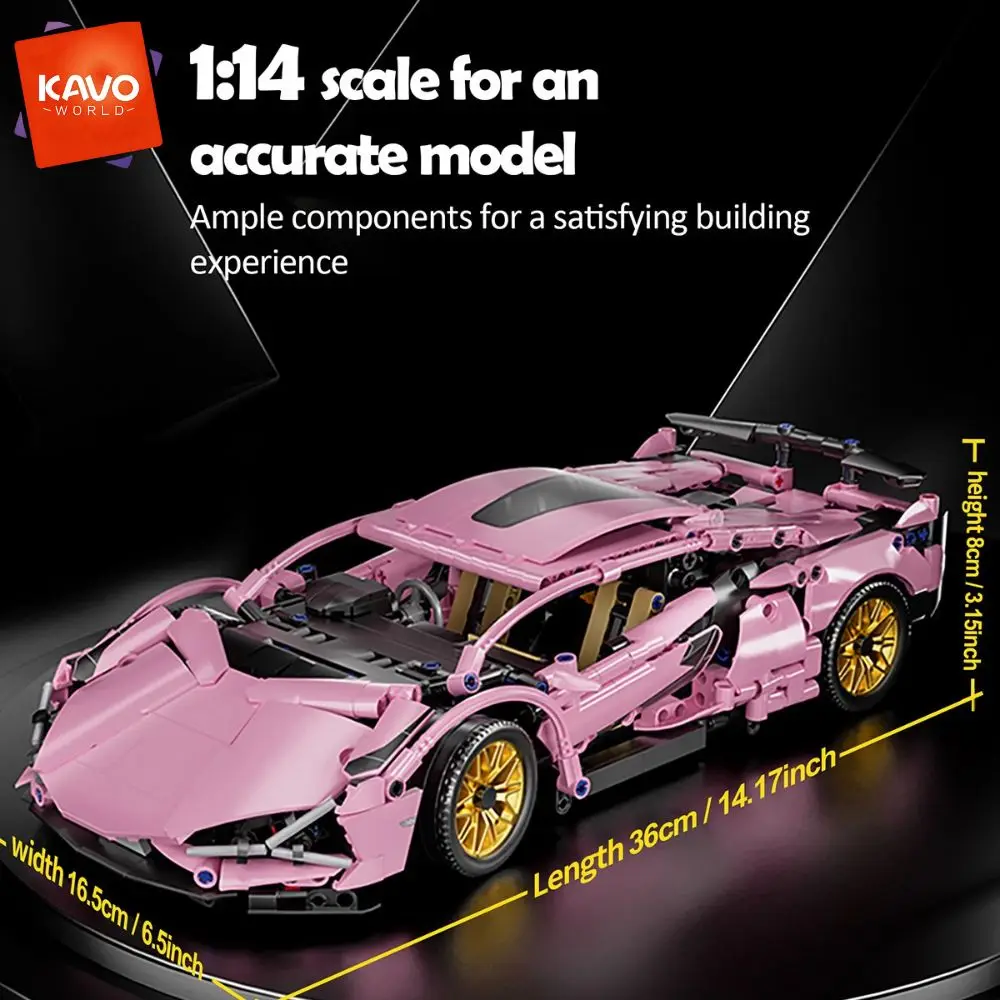 KAVOWORLD 1:8 Scale Racing Car Building Set Model MOC DIY Assembly Bricks Kit Construction Toy for Teen Home Decor Birthday Gift