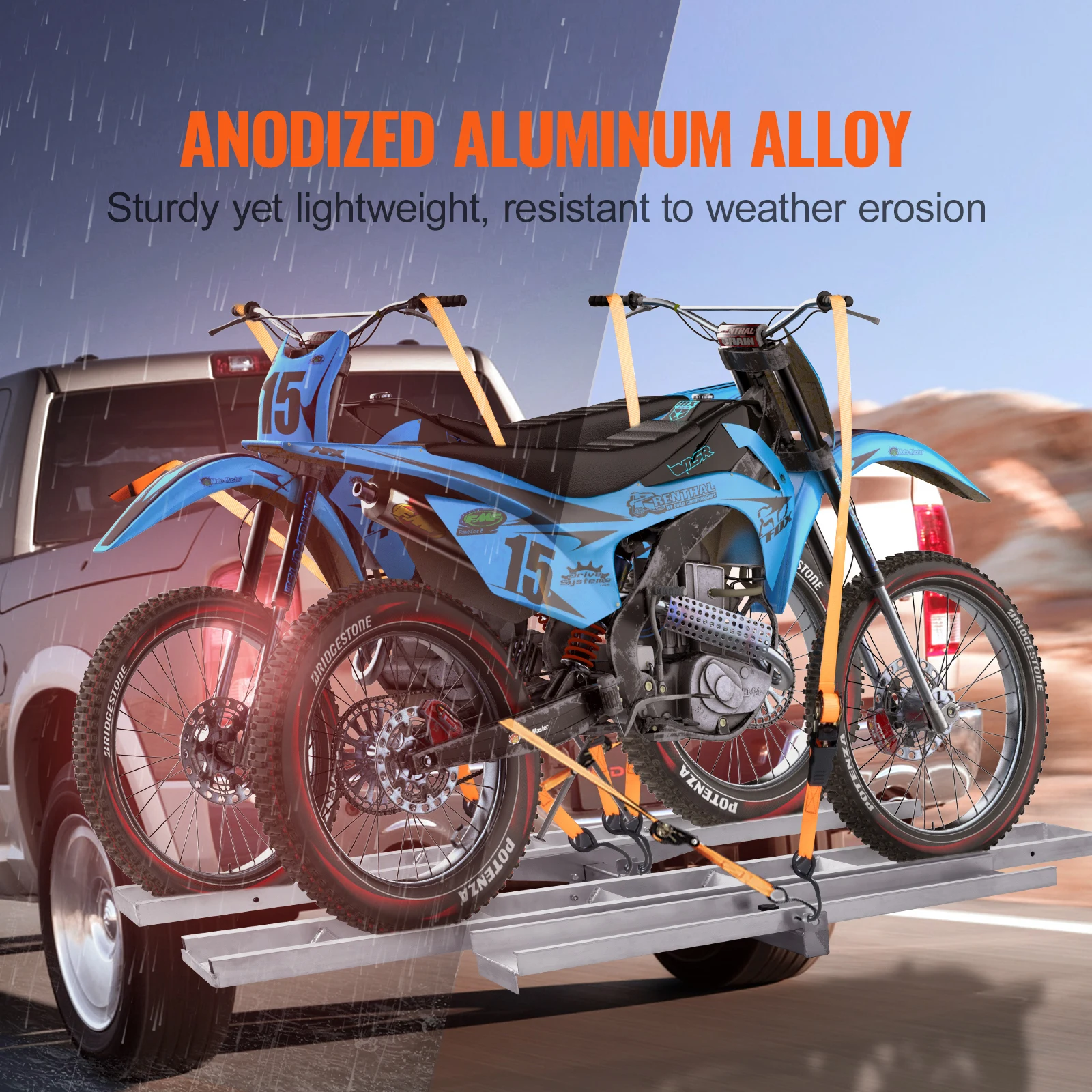 VEVOR オートバイキャリア 2 バイク 600 LBS アルミオートバイキャリアヒッチマウントローディングランプスクーターダートバイクトレーラーホーラー