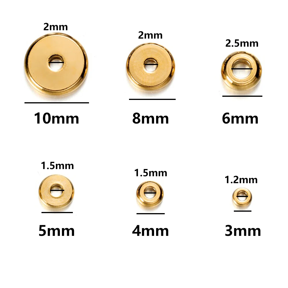 20 stks/partij 3-10mm Rvs Charm Spacer Kralen Platte Ronde Losse Big Hole Kralen Voor DIY Sieraden maken Benodigdheden Accessoires