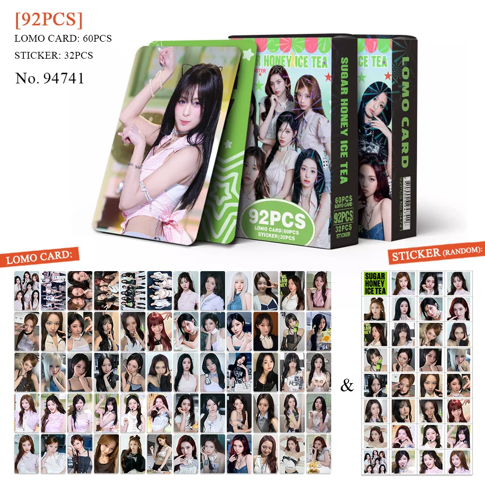 92Pcs SUGAR HONEY ICE TEA Lomo Cards Photocards Stickers HD Fans Collection Cards Decorative Stickers Present Gifts