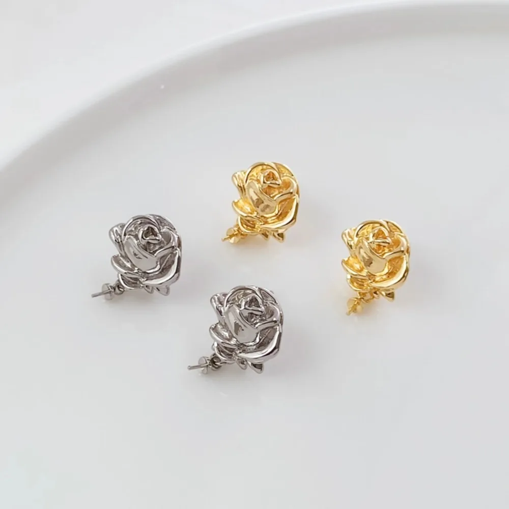

18K Gold-plated White K Rose, S925 Silver Ear Needle, Handcrafted DIY Earrings and Earring Accessories Material
