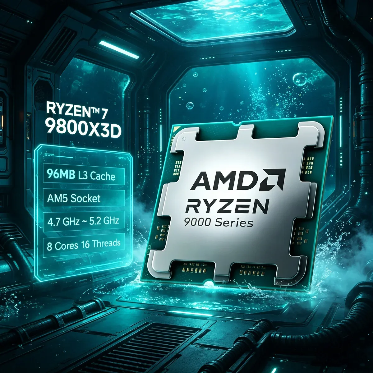 

New AMD Ryzen 7 9800X3D R7 9800X3D 8 Core 16 Thread CPU Processor 4.7GHz 96MB L3 Cache 4NM DDR5 Socket AM5 120W Without Fan