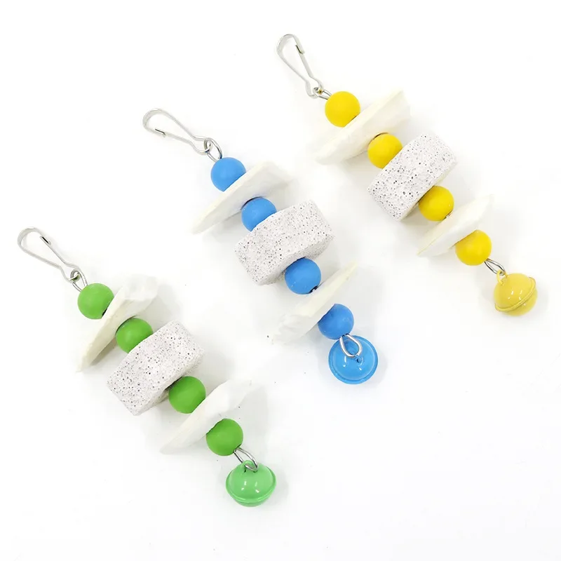 Candy colored grinding stone cuttlefish bone skewers toy grinding mouth nibbling bird toy training parrot toy supplies swing