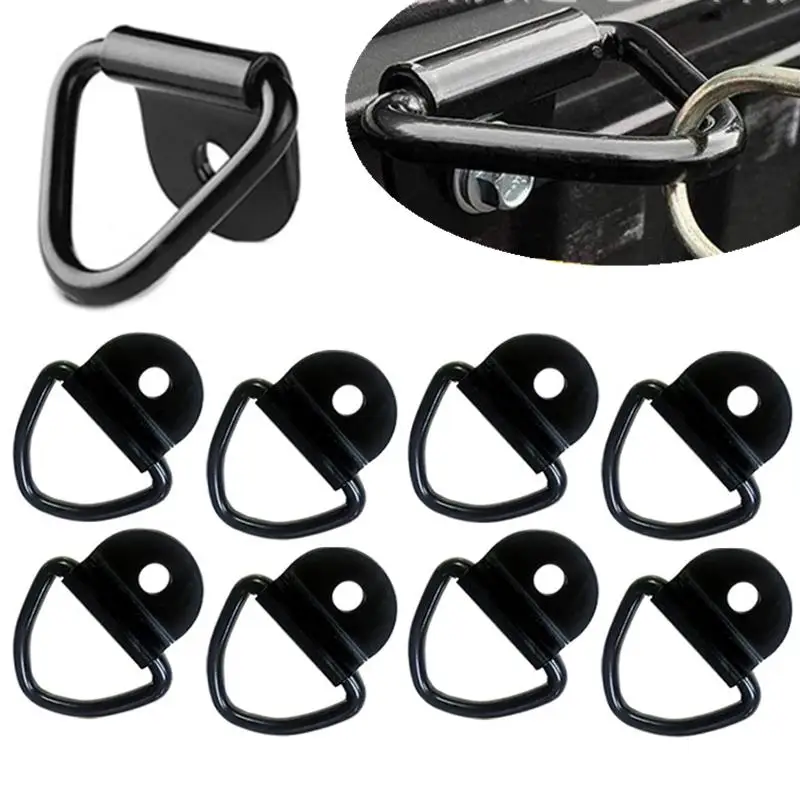 

4/8PCS Heavy Duty Truck Bed Tie Down Anchors Rings Trailers Hook Cargo Bolt on Black Steel V Shape Ring Pickups Rail Accessories