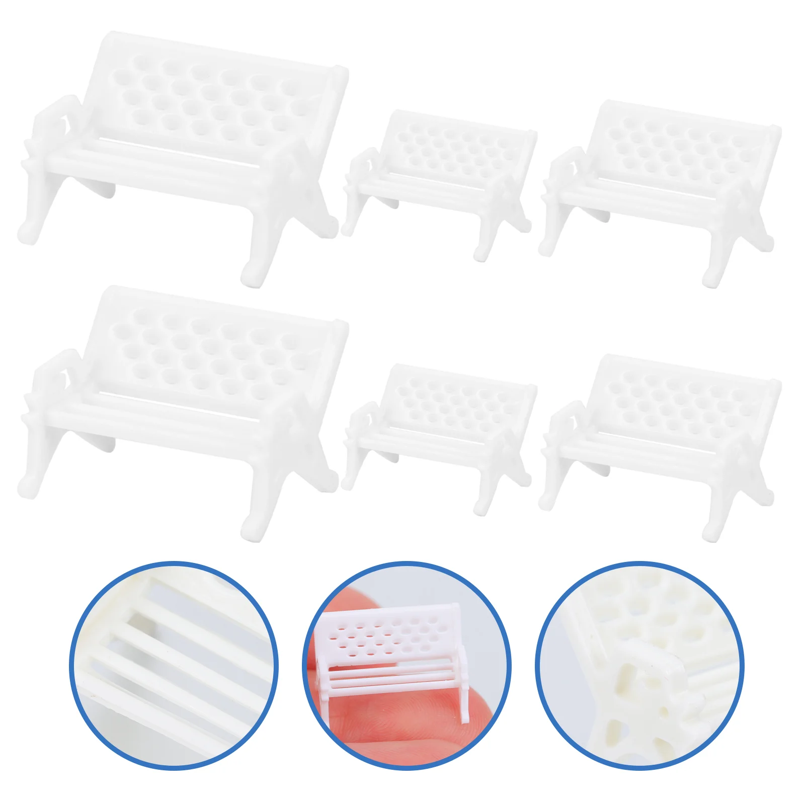 6 Pcs Micro Landscape Seat Home Decor Chair Desktop Ornaments Simulation Park Chairs Sand Table Bench Pp Mini Toys Miniature