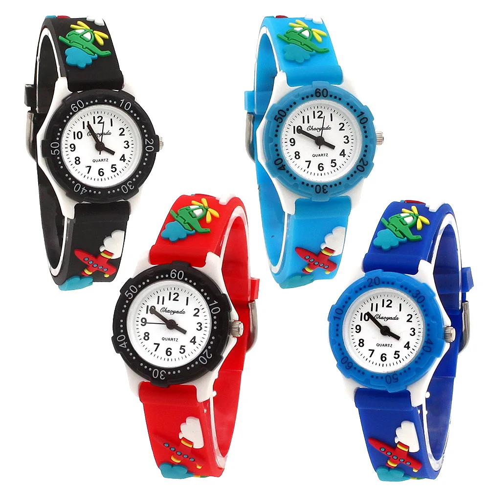 4Pcs Kids Quartz Watches Set Cartoon 3D Strap Sports Fashion for Boys & Girls Student Time Learning Birthday Gift