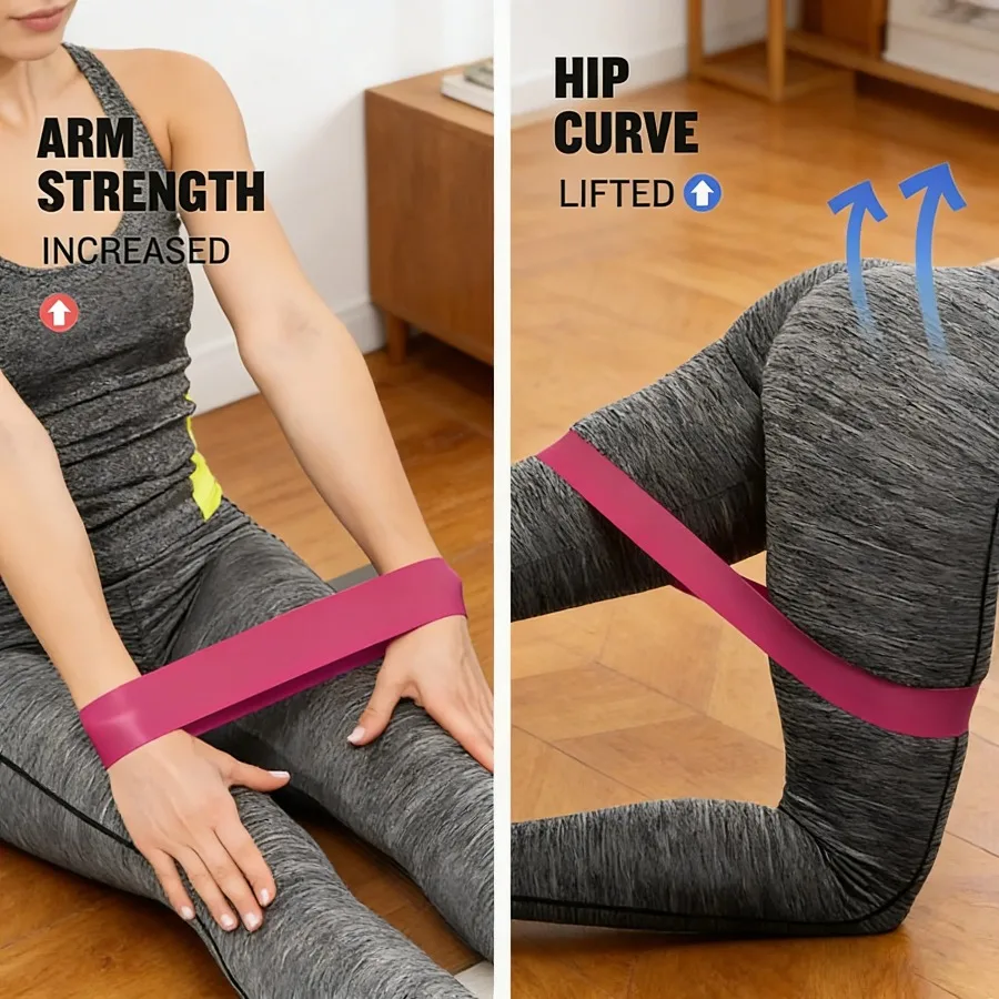 مجموعة من 5 قطع من أربطة المقاومة المحمولة، أربطة مرنة للتدريب على القوة، اليوغا، البيلاتس والجيم - 4