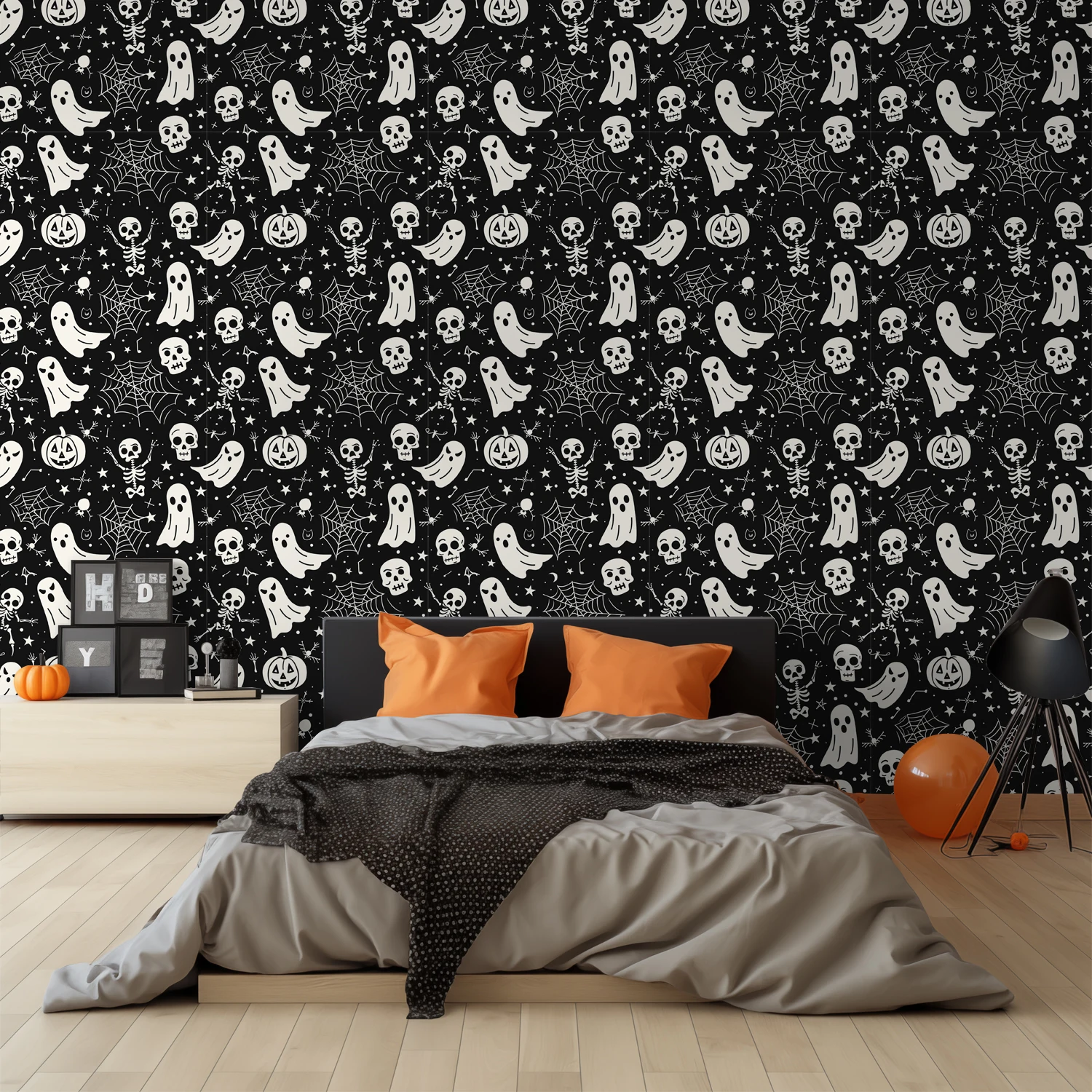

Halloween style self-adhesive wallpaper detachable waterproof wall sticker, suitable for living room home decoration stickers