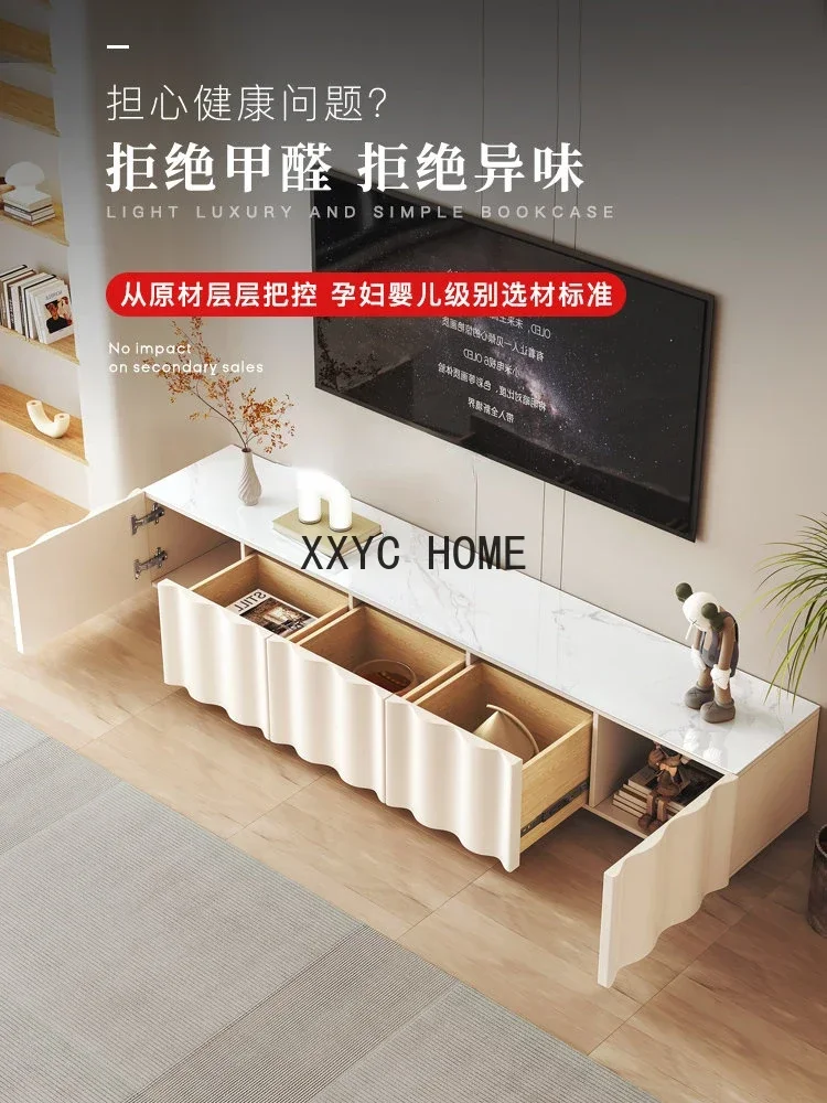 Tavolino da tè alto e basso con piastra in pietra nuvola, creativo, silenzioso, in stile crema, per soggiorno, moderno, semplice e di forma irregolare