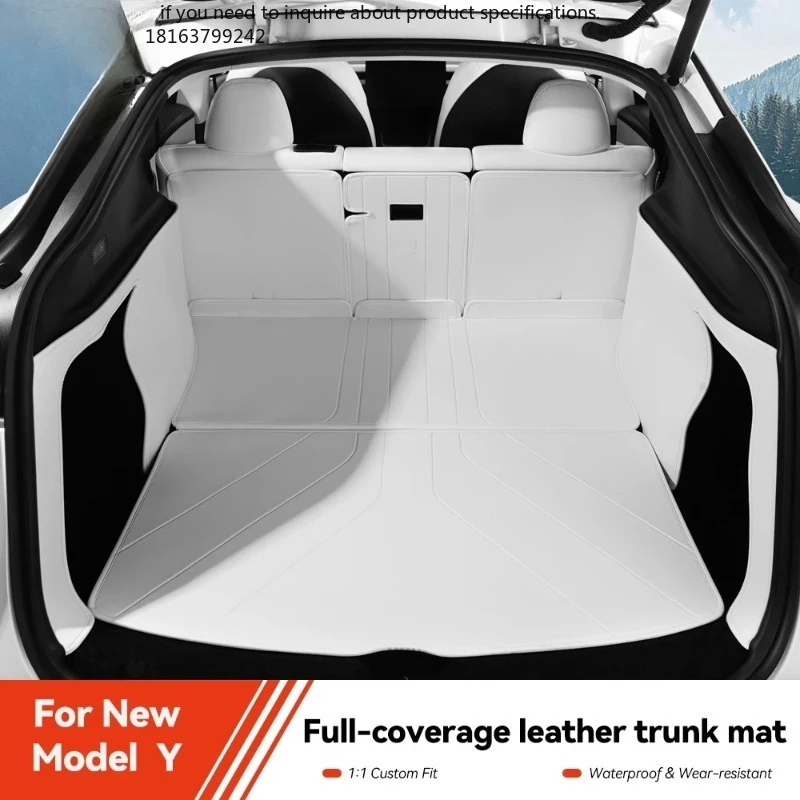 

YZ For Tesla Model Y Juniper 2021-2026 Leather Trunk Mats Fully Surrounded Waterproof Non-Slip Liner Floor Mat Accessorie