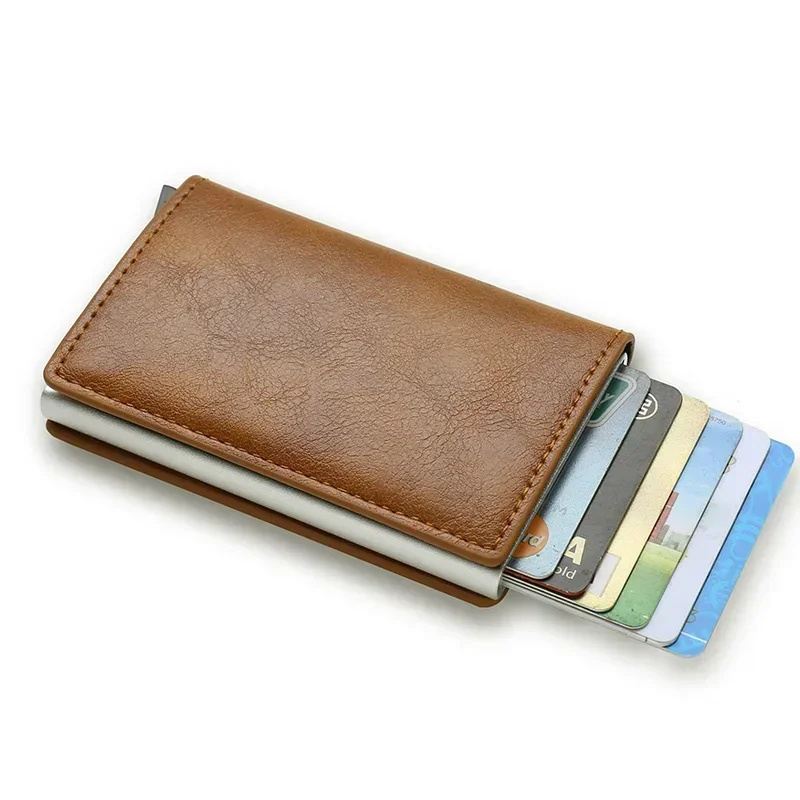 Top Quality Wallets Men Money Bag Mini Purse Male Vintage Brown Leather Rfid Card Holder Wallet Small Smart Wallet Pocket Walet