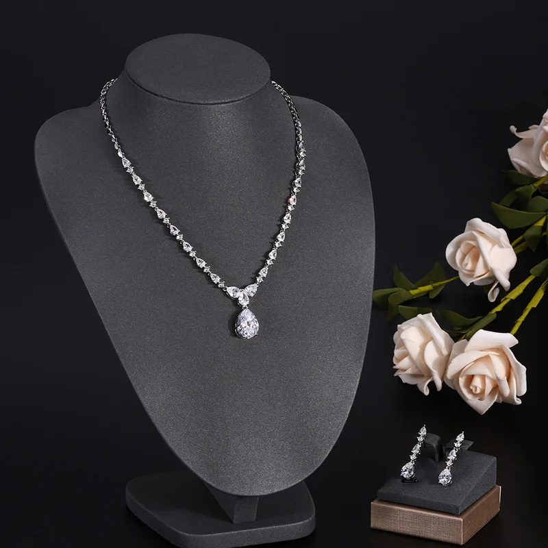 Emmaya Trendy Sieraden Ontwerp Romantisch Salix blad Wit Goud Kleur AAA Kubieke Zirkoon Bruiloft Sieraden Sets Voor Bruiden Sieraden Cadeau