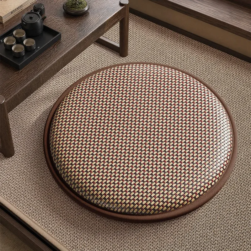 Woven Rattan‑Vine Tatami Futon Cushion Home Floor Meditation Mat for Balcony Bay Window & Window‑Sill Home Decoration Fitness