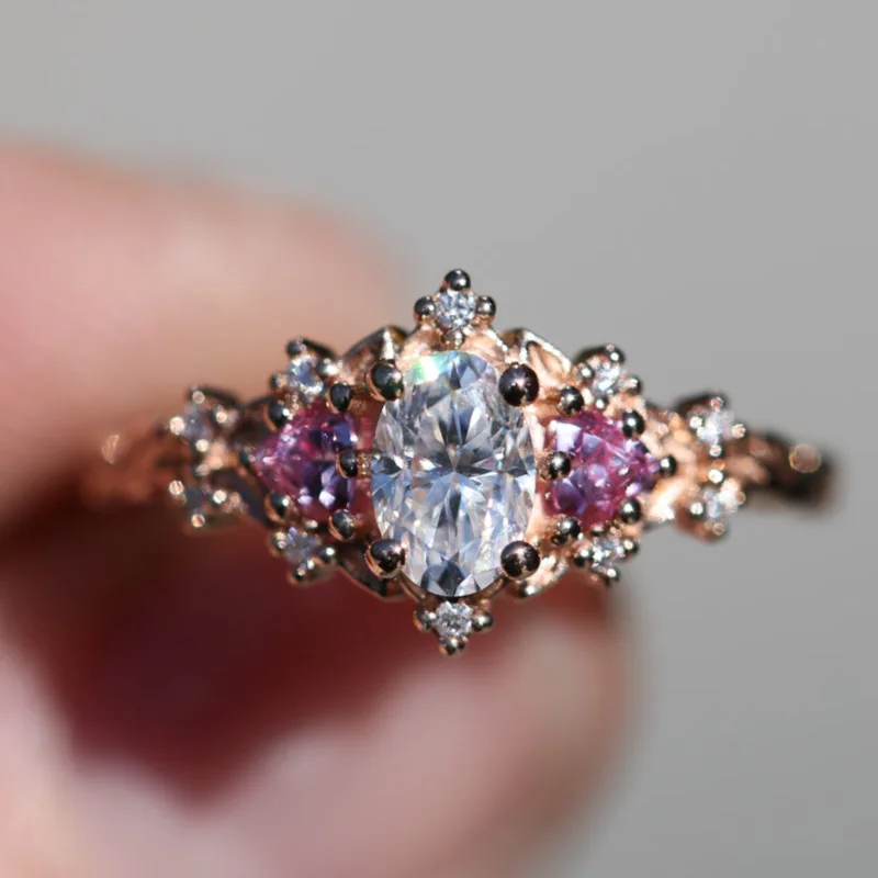 

Simple and fresh zircon inlaid ring, fashionable and personalized Instagram style women's finger, anniversary birthday gift