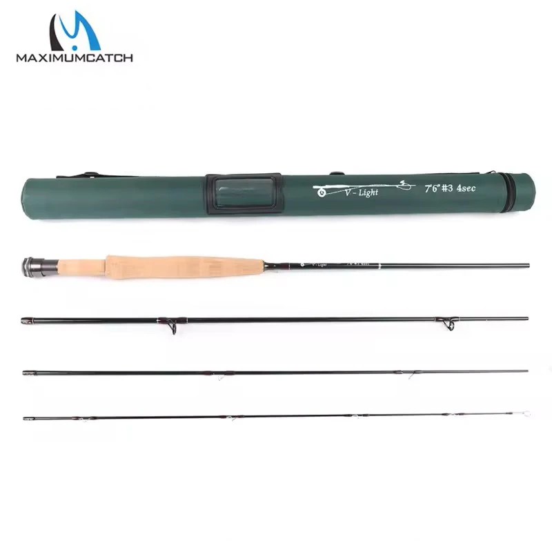 MAXIMUMCATCH 6-7.5ft 1-3WT V-Light Fly Fishing Rod IM10 Carbon for Small Stream Ultra-Sensitive Fast Action Ultralight Fly Rod