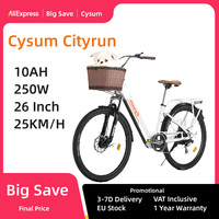 Cysum Cityrun Electric Bike, 26''Adult ebike, Electric City Bike 36V10AH Lithium Battery Autonomous 80km, 250W Engine 25km/h