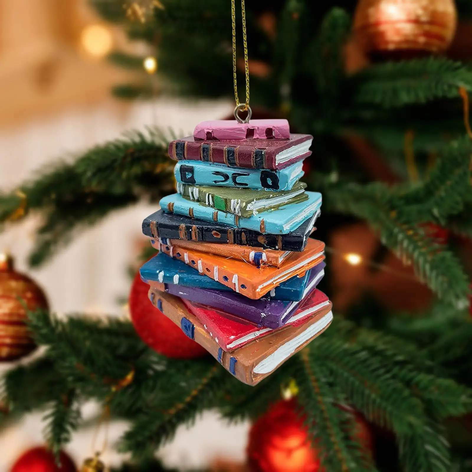 Stack of Books Reading Christmas Ornament Christmas Tree Decorations Festival Hanging Books Pendants for Home Table Cabinet