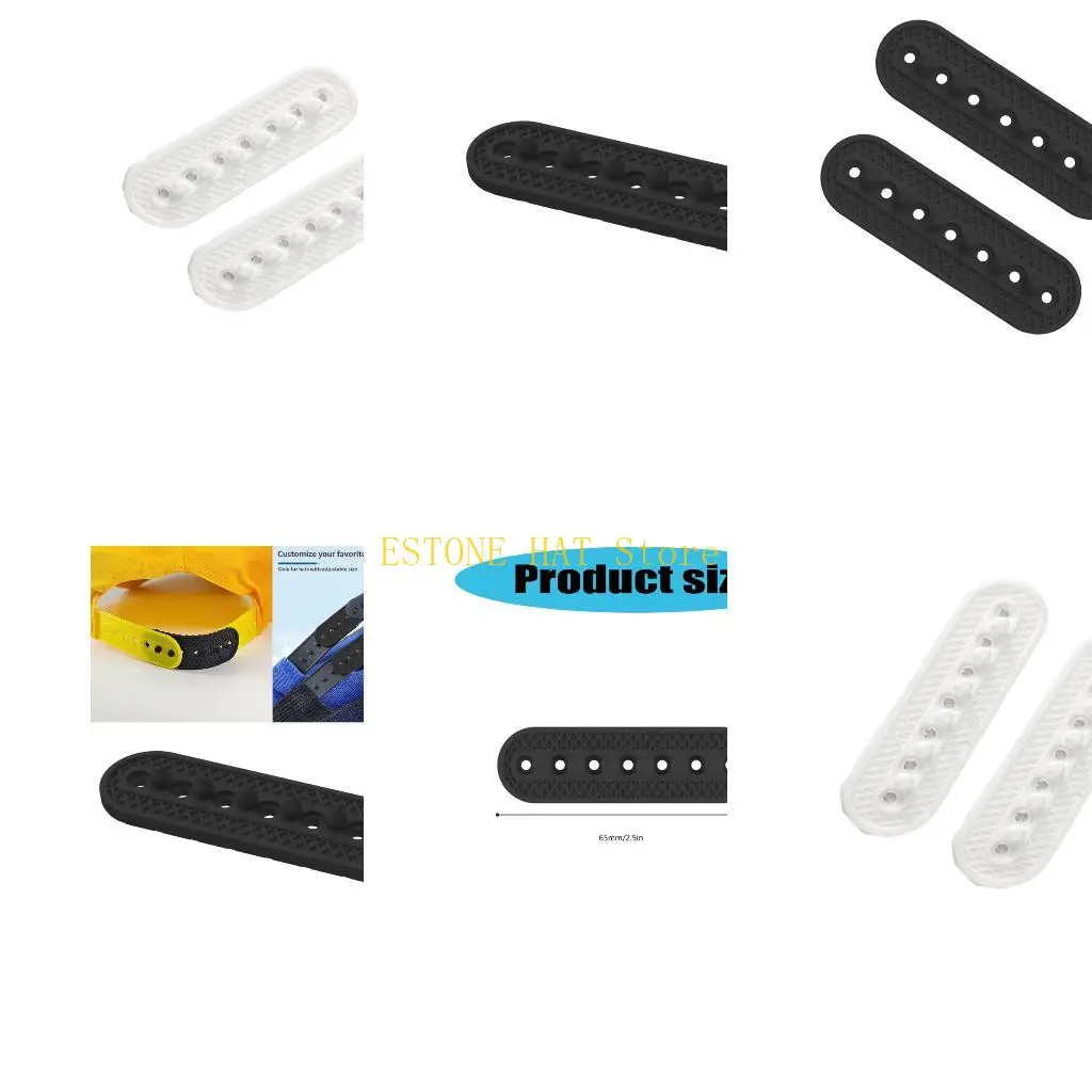 49MF 7 Hole Silicone Adjustable Fastener Hat Size Extenders Snapbacks Strap