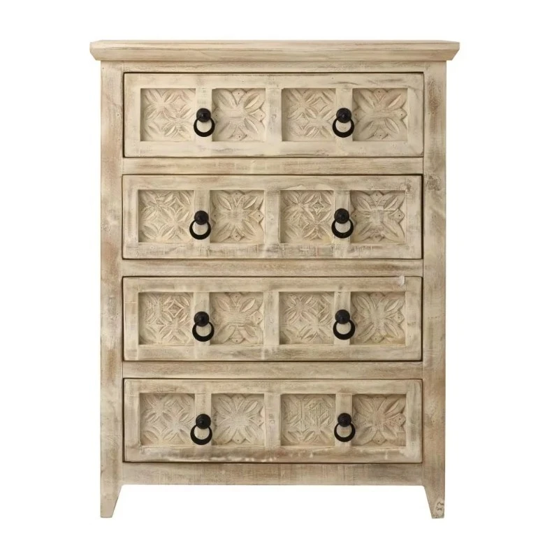 Rustic style antique solid wood dining room furniture four drawers chest of drawers