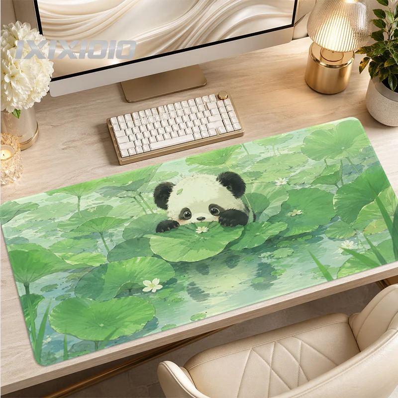 Mouse Pad Gaming Green Leaves Pandas XL Home Large Custom Mousepad XXL Desk Mats Office Natural Rubber Carpet Computer Mice Pad