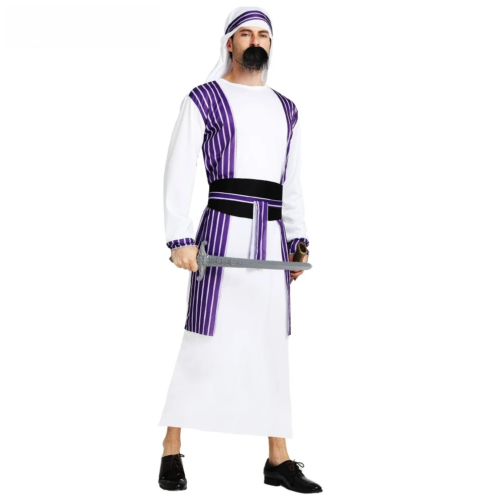 زي الفارس العربي الأرجواني للرجال، ملابس أداء مسرحي في الشرق الأوسط ودبي، زي حفلات الهالوين، ملابس وطنية للسيدات