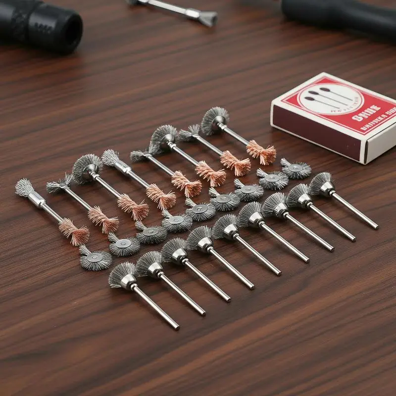 9Pcs Mini Steel Wire Brush Drill Rotary Tool Cleaning Brush Wheel Metal Rust Removal Polishing Disc