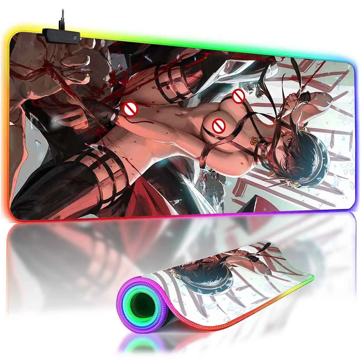 

Anime S_SPY X FAMILY Yor Forger Large Non-slip Mouse Pad LED Backlit Leopard RGB Mousepad Overwatched Table Gaming Keyboard Mat