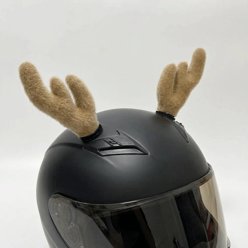 Creative Motorcycle Helmet Decoration Self-adhesive 3D Christmas Antlers Helmet Decor Plush Embossing Cute