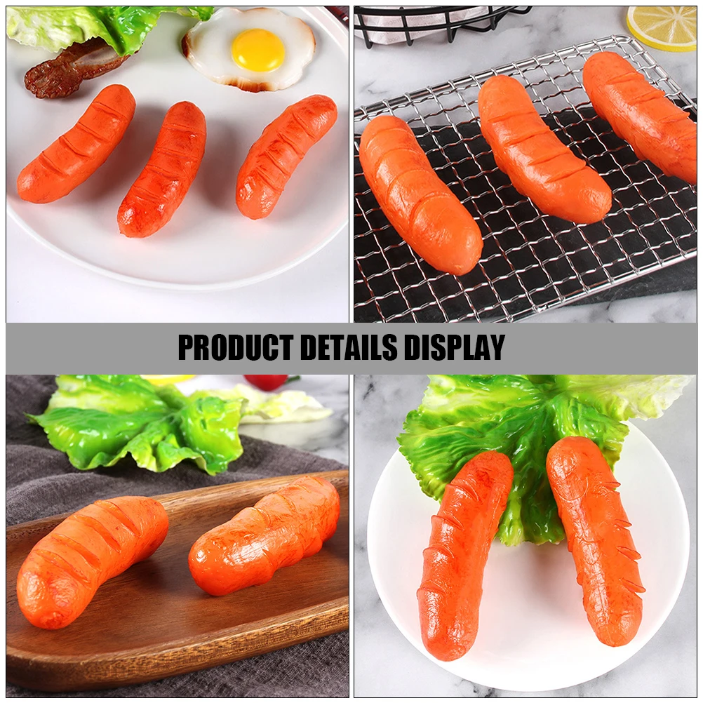 

3 Pcs Fake Hot Dog Sausage Decoration Realistic Food Prop PVC Model Photo Bakery Restaurant Home Display Educational Toy