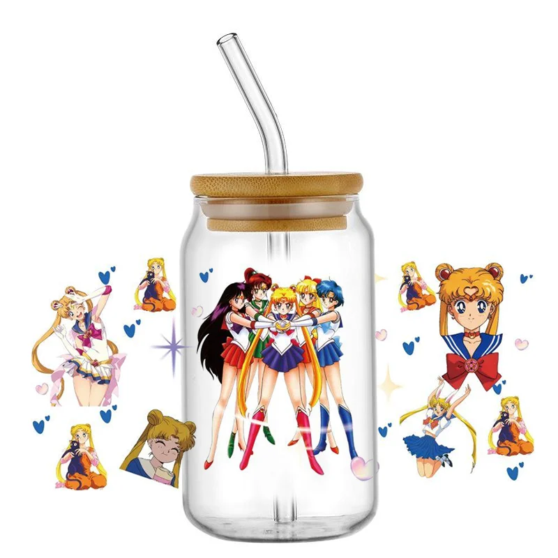 Hotsale Cartoon Cute Sailor Moon Popular Anime 16oz UV DTF 3D Transfer Sticker Wrap Decals For Glass Can Cup Craft DIY Creative view 5