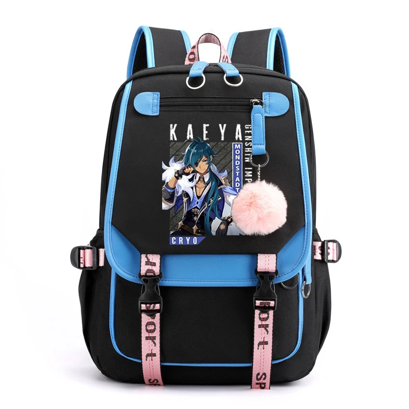 Fashion School Bag for Girls Waterproof Usb Children Backpack Bookbags Genshin Impact Anime Print Kids School Backpack Mochila