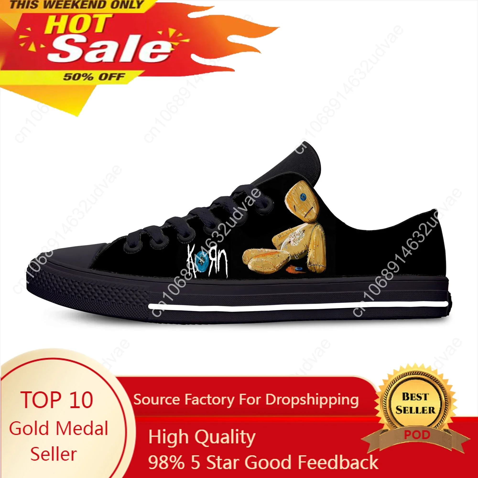 Korn Rock Band Low Top Sneakers Mens Womens Teenager Casual Shoes Running Shoes 3D Printed Breathable Lightweight Shoe