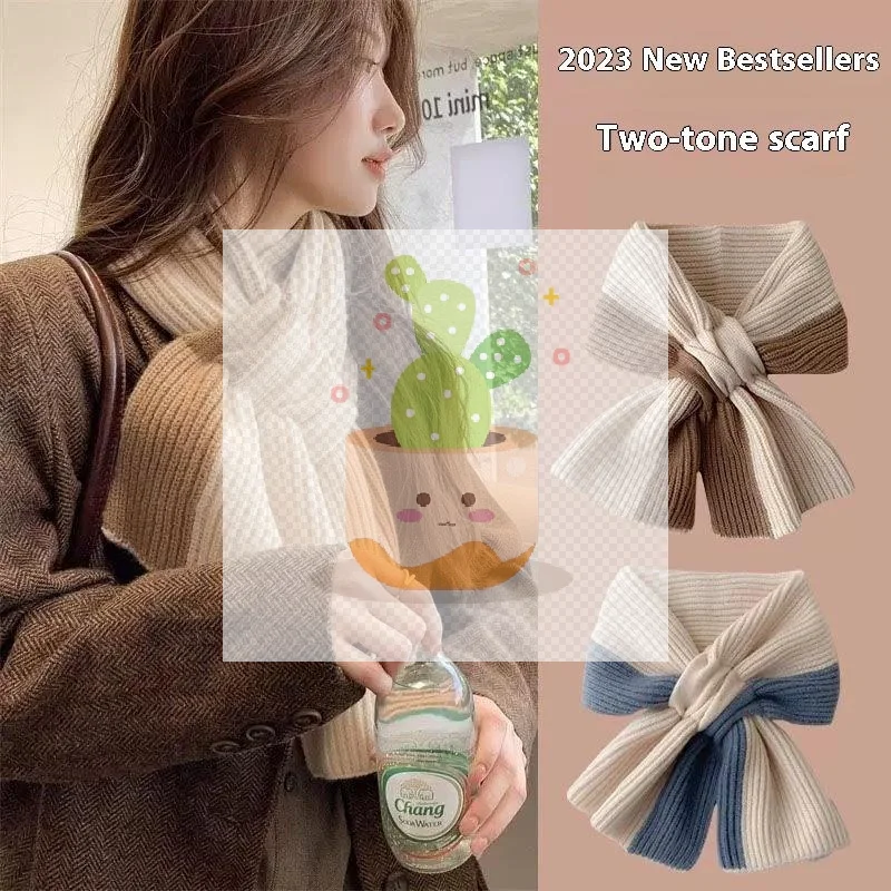 1 bufanda tejida de estilo coreano, pañuelo para la cabeza para mujer, bufanda tejida, bufanda de punto cálida multifuncional
