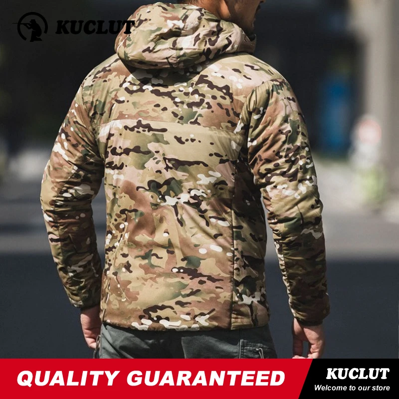 Picture 5: Hooded Man Winter Camo Tactical Jacket Lightweight Thickened Cotton-padded Water Proof Coat Training Camping Hiking Outerwear