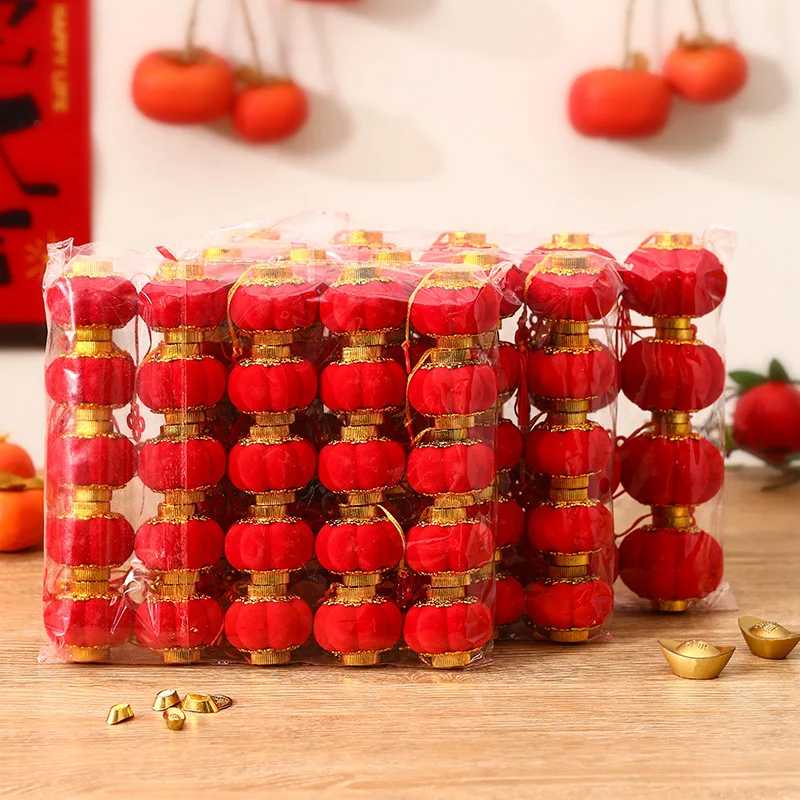 30Pcs/Set Hanging Lantern Spring Festival Wedding Red Small Mini Garden Party Traditional Chinese Street Plastic Home Decoration