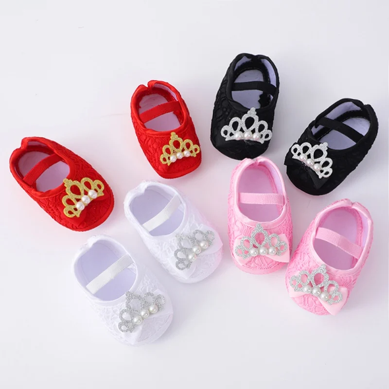 Sweet Crown Princess Autumn Baby First Walkers Shoes Comfortable Infant Girls Crib Shoes for Your Little Princess 0-12 months